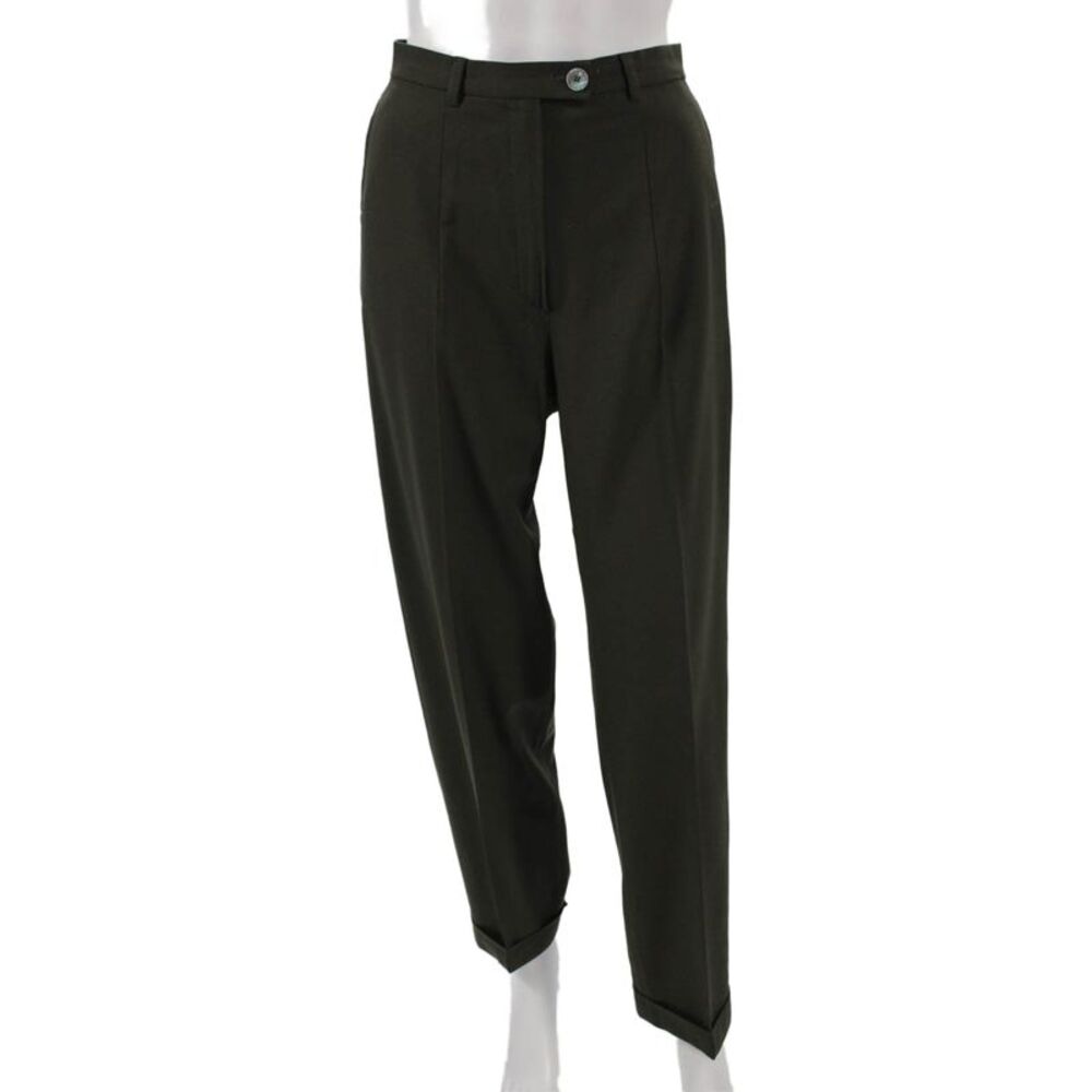 Gunex Womens Green Dress Pants 95% Virgin Wool Button Size 8